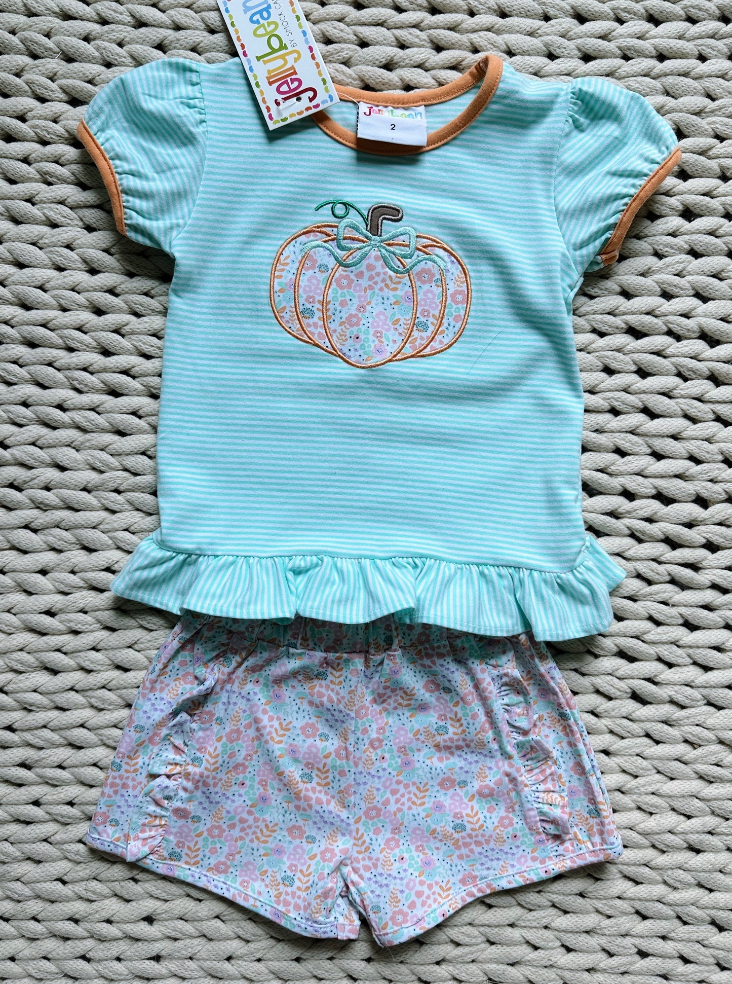 Pumpkin Patch Petals Applique Ruffle Short Set