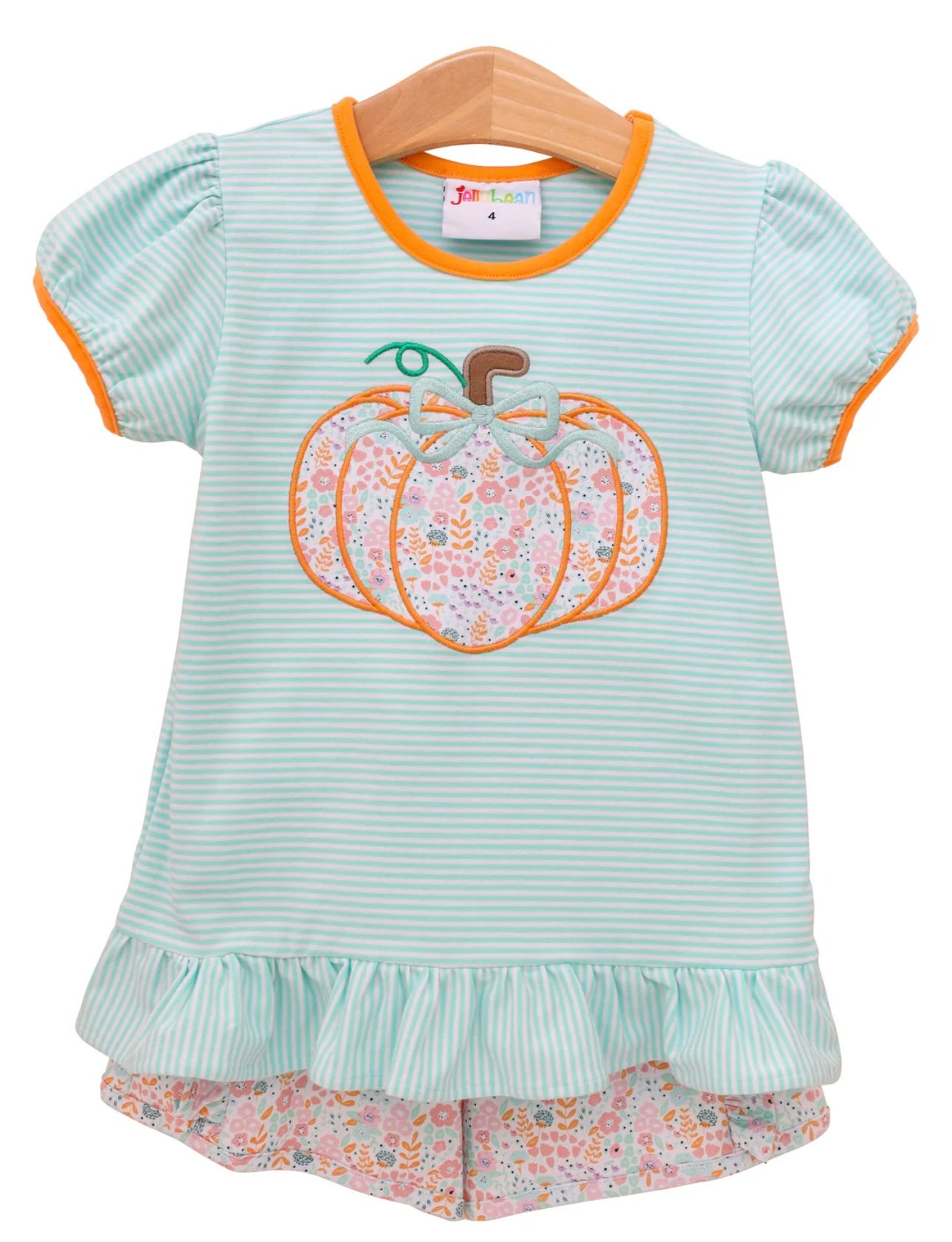 Pumpkin Patch Petals Applique Ruffle Short Set