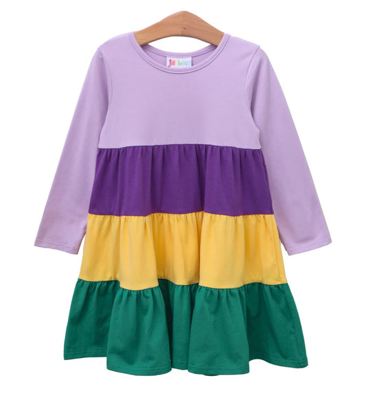 Mardi Gras Colorblock Twirl Dress