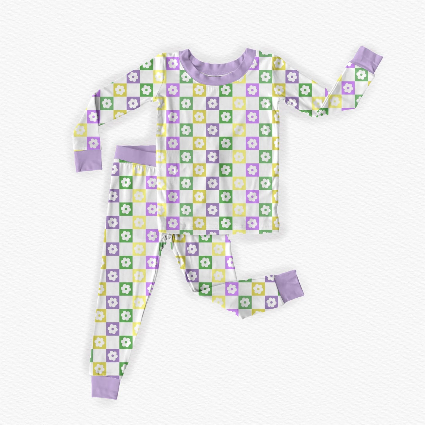 Mardi Flower Checks 2PC Set