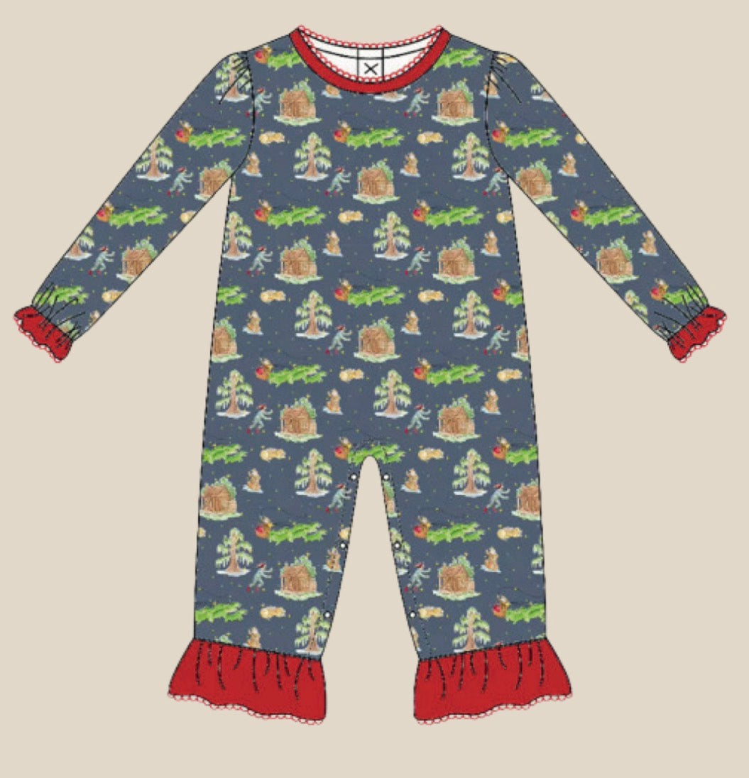 Girls Cajun Christmas Romper - Preorder