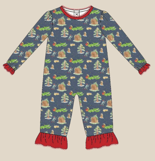 Girls Cajun Christmas Romper - Preorder