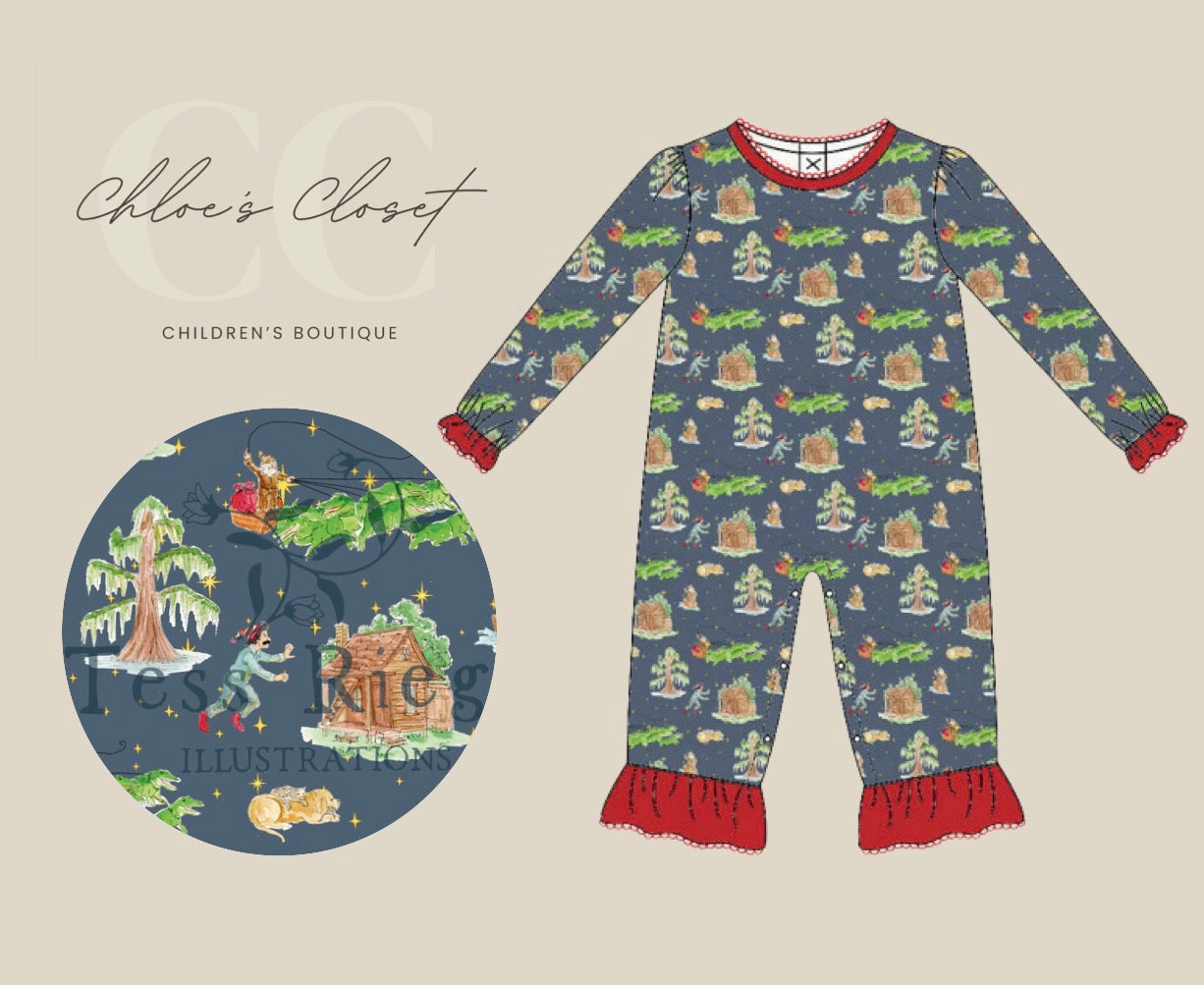 Girls Cajun Christmas Romper - Preorder