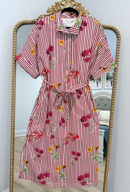 Floral Stripe Midi Dress