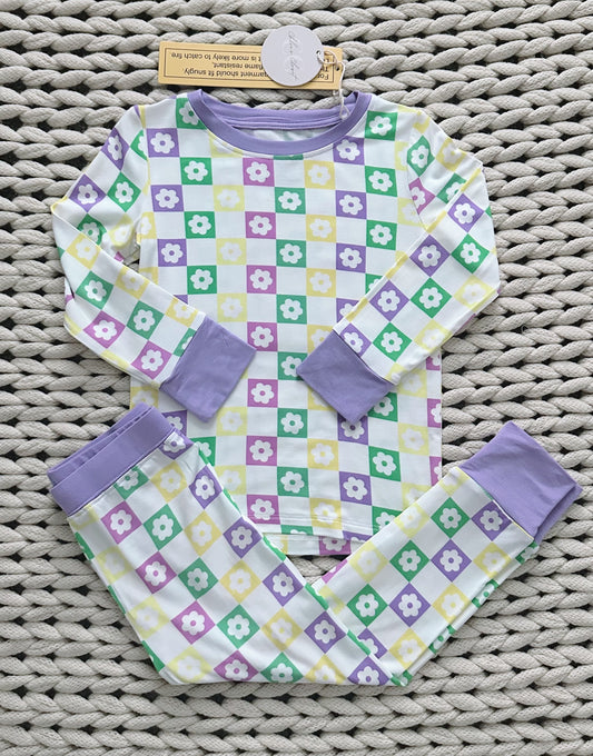 Mardi Flower Checks 2PC Set