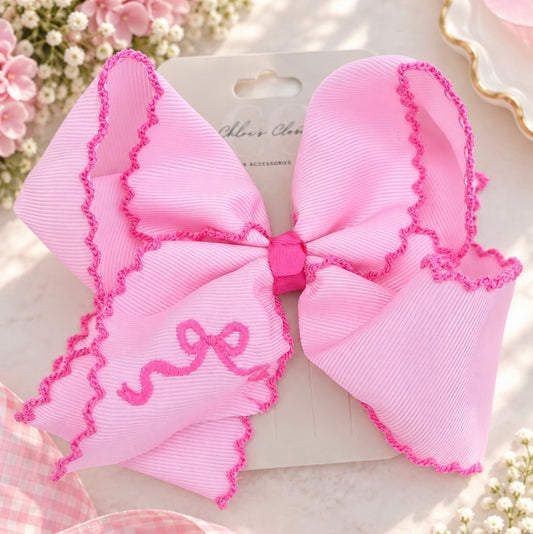 5” Pink on Pink Moonstitch Bow
